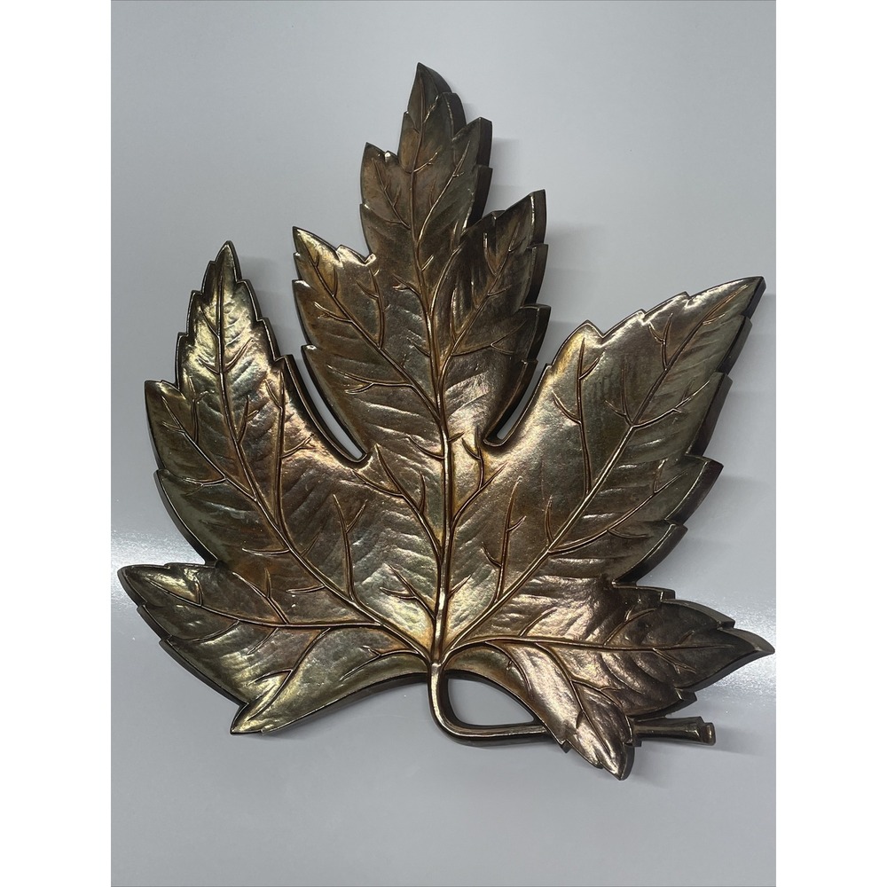Syroco Wall Leaves Decor Wall Hanging Vintage Plastic Gold Tone‎ Shiny Fall Leaf